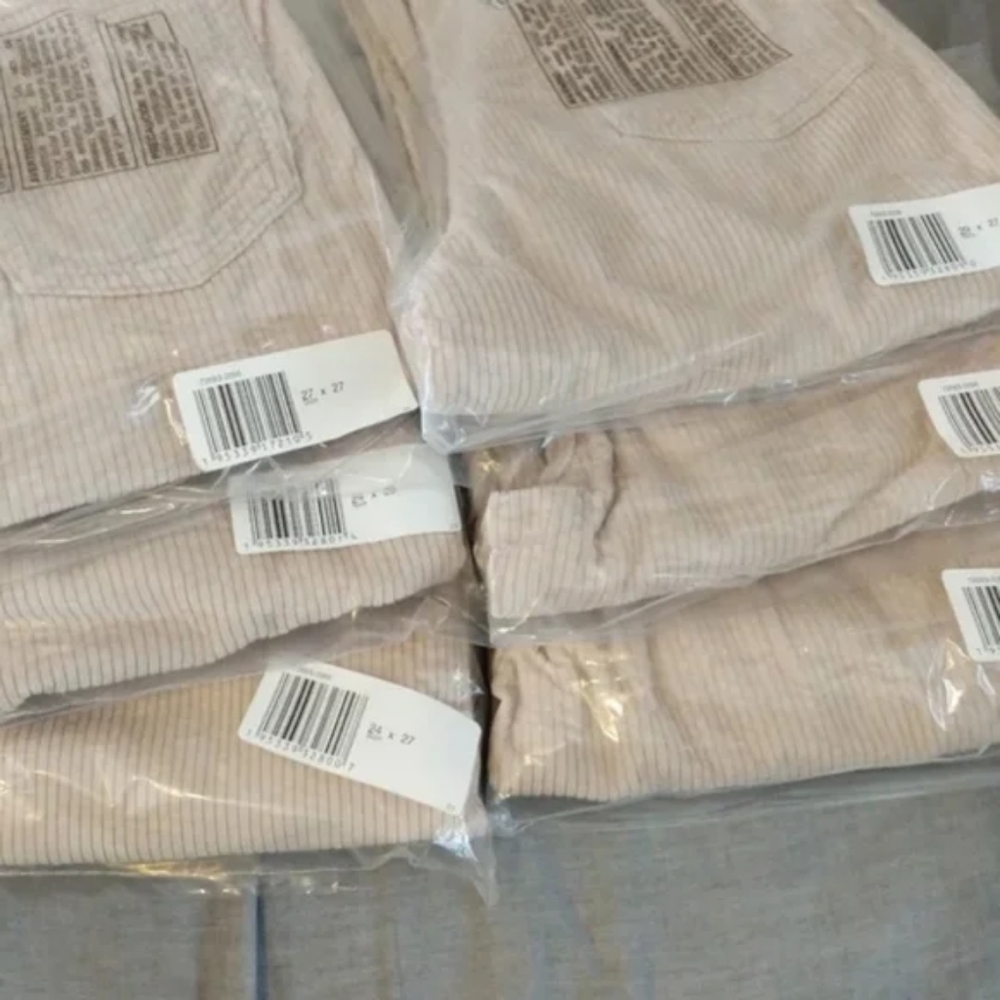 Levi's Ribcage Corduroy Straight Leg Pants Cement Pebble Jeans - Picture 8 of 9